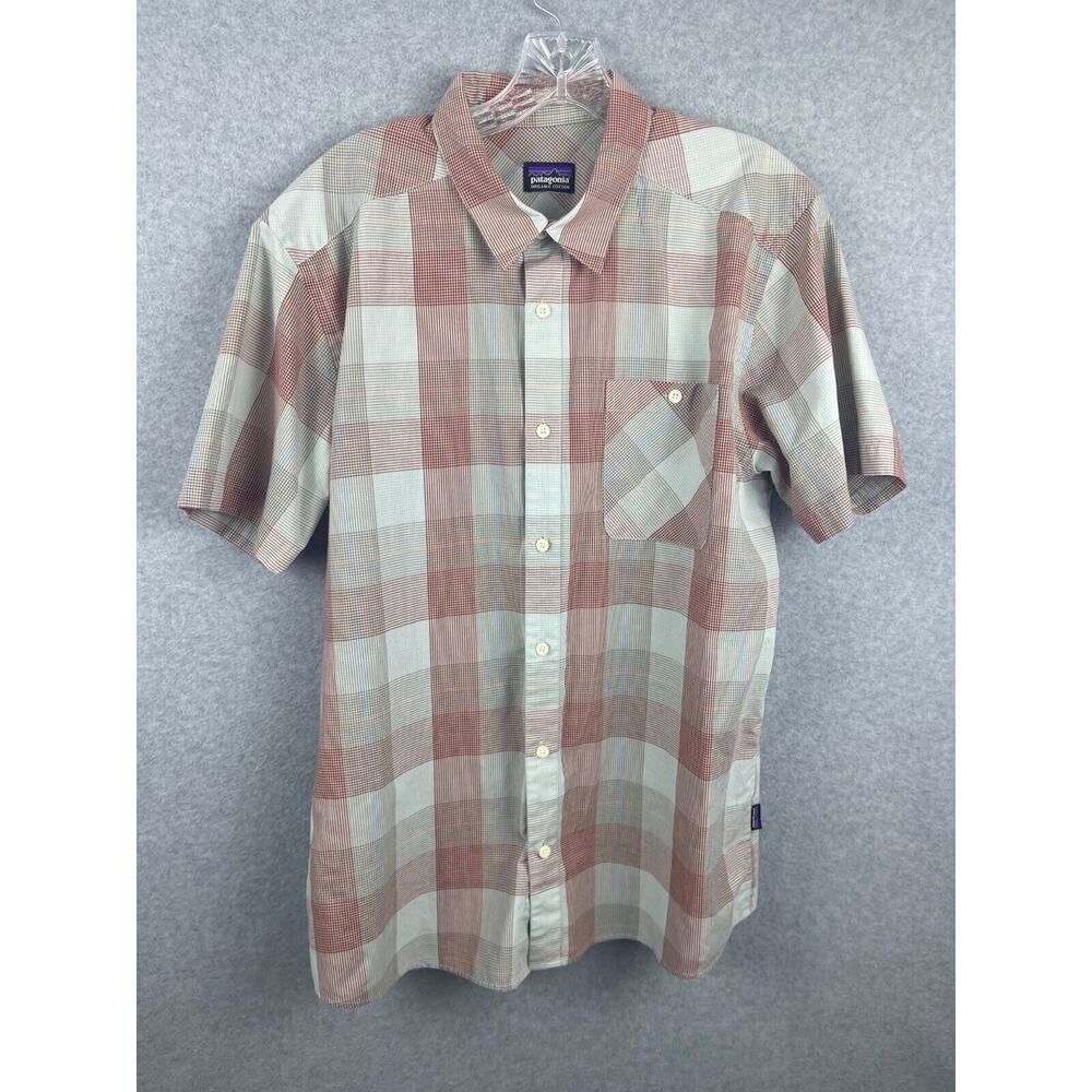Patagonia Button Up Shirt Mens L (READ)‎ Buffalo Plaid Short Sleeve Hiking Camp